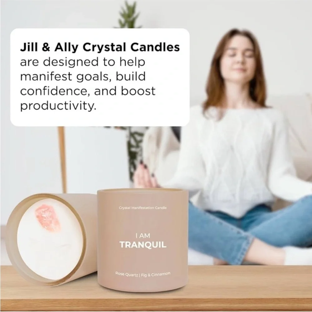 NEW Jill & Ally Harmony Candle Agate Crystal Manifestation Cedar Violet Scented